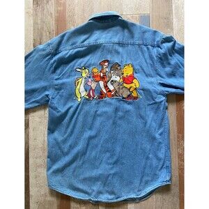 Vintage Disney Winnie the Pooh Embroidered Denim Shirt Size Small